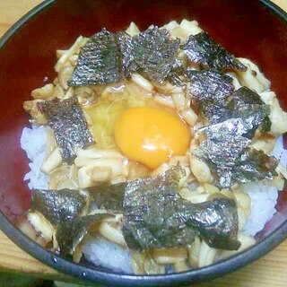 しめじ炒め丼/月見海苔